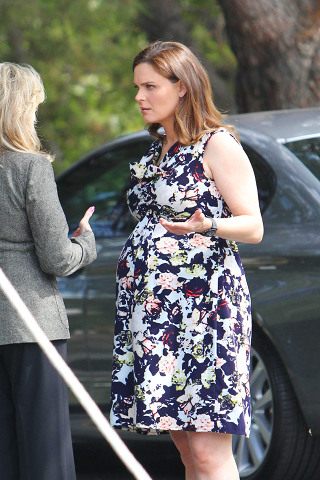 Emily Deschanel on the set of Bones