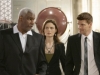 BONES:  Booth (David Boreanaz, R) and Brennan (Emily Deschanel, C) interview the Producer (Richard Gant, L) of a popular reality television show when the show's host is found dead in the BONES episode "The Man in the Outhouse" airing Wednesday, Sept. 10 (8:00-9:00 PM ET/PT) on FOX.  ©2008 Fox Broadcasting Co.  Cr:  Adam Taylor/FOX