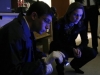 BONES:  Brennan (Emily Deschanel, R) looks for traces of blood in an office building where remains of an employee are found in an elevator shaft in the BONES episode "The Crank in the Shaft" airing Wednesday, Oct. 1 (8:00-9:00 PM ET/PT) on FOX.  Also pictured:  David Greenman (L).  ©2008 Fox Broadcasting Co.  Cr:  Greg Gayne/FOX