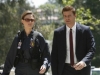 BONES:  Booth (David Boreanaz, R) and Brennan (Emily Deschanel, L) invesigate an office building where remains of an employee are found in an elevator shaft in the BONES episode "The Crank in the Shaft" airing Wednesday, Oct. 1 (8:00-9:00 PM ET/PT) on FOX.  ©2008 Fox Broadcasting Co.  Cr:  Greg Gayne/FOX