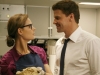 BONES:  During a flight to China, Booth (David Boreanaz, R) and Brennan (Emily Deschanel, L) are enlisted to help solve a murder when a body is found in the microwave oven of the plane in the BONES episode "The Passenger in the Oven"  airing Wednesday, Nov. 19 (8:00-9:00 PM ET/PT) on FOX.  ©2008 Fox Broadcasting Co.  Cr:  Greg Gayne/FOX