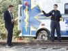 BONES:  Brennan (Emily Deschanel, R) and Booth (David Boreanaz, L) examine the remains of a young man whose body is found dismembered along a train track in the BONES episode "The Plain in the Prodigy" airing Thursday, Oct. 1 (8:00-9:00 PM ET/PT) on FOX.  ©2009 Fox Broadcasting Co.  Cr:  Greg Gayne/FOX