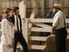BONES:  Brennan (Emily Deschanel, L) and Booth (David Boreanaz, C) visit the family of an young Amish man whose body was found dismembered along a train track in the BONES episode "The Plain in the Prodigy" airing Thursday, Oct. 1 (8:00-9:00 PM ET/PT) on FOX.  Also pictured: Randy Oglesby (R).  ©2009 Fox Broadcasting Co.  Cr:  Greg Gayne/FOX