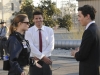 BONES:  Brennan (Emily Deschanel, L) and Booth (David Boreanaz, C) listen as Sweets (John Francis Daley, R) asks for a favor in the BONES episode "A Night at the Bones Museum" airing Thursday, Oct. 15 (8:00-9:00 PM ET/PT) on FOX.  Â©2009 Fox Broadcasting Co.  Cr:  Richard Foreman/FOX