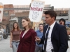 BONES:  Brennan (Emily Deschanel, second from R) and Booth (David Boreanaz, R) investigate a local chicken factory when the body of of a chicken farmer is found mutilated on a river bank in the BONES episode "The Tough Man in the Tender Chicken" airing Thursday, Nov. 5 (8:00-9:00 PM ET/PT) on FOX.  ©2009 Fox Broadcasting Co.  Cr:  Greg Gayne/FOX