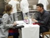 BONES:  Brennan (Emily Deschanel, L) and Booth (David Boreanaz, R) enjoy a meal at Dr. Gordon Wyatt's restaurant in the BONES episode "The Dwarf in the Dirt" airing Thursday, Nov. 12 (8:00-9:00 PM ET/PT on FOX).  ©2009 Fox Broadcasting Co.  Cr:  Greg Gayne/FOX