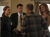 BONES:  Brennan (Emily Descanel, L) and Booth (David Boreanaz, C) investigate the remains of a burned corpse that was found in a house that is for sale in the BONES episode "The Foot in the Foreclosure" airing Thursday, Nov. 19 (8:00-9:00 PM ET/PT) on FOX.  Also pictured:  Sarah Rafferty (R).  ©2009 Fox Broadcasting Co.  Cr:  Greg Gayne/FOX