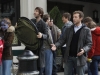 BONES:  Hodgins (TJ Thyne, R) and Jeffersonian intern Colin Fisher (Joel David Moore, L) camp out for tickets to the premiere of the new James Cameron film "Avatar" in the BONES episode "The Gamer in the Grease" airing Thursday, Dec. 3 (8:00-9:00 PM ET/PT) on FOX.  Also pictured:  Kaylee Defer (R).  Â©2009 Fox Broadcasting Co.  Cr:  Greg Gayne/FOX