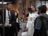 BONES:  Brennan (Emily Deschanel, second from R) and Booth (David Boreanaz, L) question a pawn shop owner (James Madio, R) who they believe is involved with the case in the BONES episode "The Bones on the Blue Line" airing Thursday, April 1 (8:00-9:00 PM ET/PT) on FOX.  ©2010 Fox Broadcasting Co.  Cr:  Greg Gayne/FOX