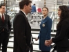 BONES:  Brennan (Emily Deschanel, second from R) and Booth (David Boreanaz, second from L) discuss a case with marine biologist Dr. Catherine Bryar (guest star Rena Sofer, R) and FBI Agent Andrew Hacker (guest star Diedrich Bader, L) in the BONES episode "The Predator in the Pool" airing Thursday, April 22 (8:00-9:00 PM ET/PT) on FOX.  ©2010 Fox Broadcasting Co.  Cr:  Greg Gayne/FOX