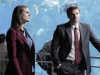 BONES:  Brennan (Emily Deschanel, L) and Booth (David Boreanaz, C) question inspirational speaker Dr. Marilyn Stoddard (Tembi Locke, R) when the remains of an inspirational speaker are found in a shark tank in the BONES episode "The Predator in the Pool" airing Thursday, April 22 (8:00-9:00 PM ET/PT) on FOX.  ©2010 Fox Broadcasting Co.  Cr:  Greg Gayne/FOX