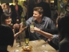 BONES:  Brennan (Emily Deschanel, L) and Booth (David Boreanaz, R) enjoy and evening with the Jeffersonian Team in