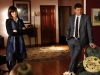 BONES:  Brennan (Emily Deschanel, L) and Booth (David Boreanaz, R) interrogate the three wives of a victim found in a cornfield in "The Sin in the Sisterhood" episode of BONES airing Thursday, Feb. 3 (9:00-10:00 PM ET/PT) on FOX.  ©2011 Fox Broadcasting Co.  Cr:  Ray Mickshaw/FOX