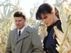 BONES:  Brennan (Emily Deschanel, R) and Booth (David Boreanaz, L) investigate a body found in a  cornfield in "The Sin in the Sisterhood" episode of BONES airing Thursday, Feb. 3 (9:00-10:00 PM ET/PT) on FOX.  ©2011 Fox Broadcasting Co.  Cr:  Ray Mickshaw/FOX