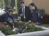BONES:  Brennan (Emily Deschanel, R), Booth (David Boreanaz, C) and Hodgins (TJ Thyne, L) investigate remains found in a planter at a newly built community center in "The Pinocchio in the Planter" episode of BONES airing Thursday, April 28 (9:00-10:00 PM ET/PT) on FOX.  ©2011 Fox Broadcasting Co.  Cr:  Ray Mickshaw/FOX