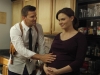 BONES:  Brennan (Emily Deschanel, R) and Booth (David Boreanaz, L) adjust to their new life as an expectant couple in "The Memories in the Shallow Grave" Season Seven premiere of BONES airing Thursday, Nov. 3 (9:00-10:00 ET/PT) on FOX.  ©2011 Fox Broadcasting Co. Cr:  Beth Dubber/FOX