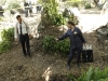 BONES:  Brennan (Emily Deschanel, R) and Booth (David Boreanaz, L) investigate remains found in a paintball field in "The Memories in the Shallow Grave" Season Seven premiere of BONES airing Thursday, Nov. 3 (9:00-10:00 ET/PT) on FOX.  ©2011 Fox Broadcasting Co. Cr:  Beth Dubber/FOX