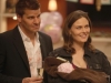 BONES:  Brennan (Emily Deschanel, R) and Booth (David Boreanaz, L) return home with their new baby in "The Prisoner in the Pipe" Spring Premiere episode of BONES airing Monday, April 2 (8:00-9:00 PM ET/PT) on FOX.  ©2012 Fox Broadcasting Co.  Cr:  Patrick McElhenney/FOX