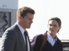 BONES:  Brennan (Emily Deschanel, R) and Booth (David Boreanaz, L) investigate an 18-wheeler truck when they realize their murder victim may have been dragged by it in the "The Bump in the Road" episode of BONES airing Monday, April 9 (8:00-9:00 PM ET/PT) on FOX.  ©2012 Fox Broadcasting Co.  Cr:  Patrick McElhenney/FOX