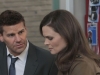 BONES:  Brennan (Emily Deschanel, R) and Booth (David Boreanaz, L) investigate the murder of a tool salesman in the "The Warrior in the Wuss" episode of BONES airing Monday, April 23 (8:00-9:00 PM ET/PT) on FOX.  ©2012 Fox Broadcasting Co.  Cr:  Patrick McElhenney/FOX