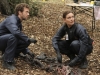 BONES:  Brennan (Emily Deschanel, R) and Hodgins (TJ Thyne, L)  investigate a murder linked to a century-old family feud in the "The Family in the Feud" episode of BONES airing Monday, April 30 (8:00-9:00 PM ET/PT) on FOX.  ©2012 Fox Broadcasting Co.  Cr:  Patrick McElhenney/Fox