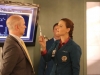 BONES:  Brennan (Emily Deschanel, R) races against time to persuade a scientist (guest star Lennie Loftin, L) to help the Jeffersonian team stop a viral outbreak in the