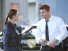 BONES:  Brennan (Emily Deschanel, L) and Booth (David Boreanaz, R) investigate remains at a crime scene in "The Partners in the Divorce" episode of BONES airing Monday, Sept. 24 (8:00-9:00 PM ET/PT) on FOX.  Â©2012 Fox Broadcasting Co.  Cr:  Adam Taylor/FOX