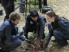 BONES:  Brennan (Emily Deschanel, R), Cam (Tamara Taylor, C) and Hodgins (TJ Thyne, L) investigate the remains of two bodies that were found at the same burial plot in the