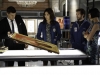 BONES:  L-R:  Booth (David Boreanaz), Angela (Michaela Conlin), Hodgins (TJ Thyne) and Cam (Tamara Taylor) investigate an artifact from the Jeffersonian that may hold a clue to who shot Brennan in the