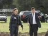 BONES:  Brennan (Emily Deschanel, L) and Booth (David Boreanaz, R) investigate remains found at a farm in the