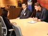 BONES:  Booth (David Boreanaz, R) and Sweets (John Francis Daley, C) interview a suspect (guest star Gloria Garayua, L) in their case in the