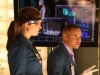 BONES:  Brennan (Emily Deschanel, L) and Dr. Clark Edison (guest star Eugene Byrd, C) to participate in a documentary to raise funds for The Jeffersonian in the