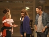BONES:  When Booth's (David Boreanaz, R) mother (guest star Joanna Cassidy, second from R) shows up after a long absence in his life, she meets Brennan (Emily Deschanel, L) and Christine in the