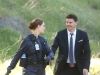 BONES: Brennan (Emily Deschanel, L) and Booth (David Boreanaz, R) investigate the murders of several FBI agents with whom Booth was close in the