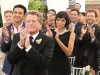 BONES:  Friends and family attend Brennan and Booth's wedding (pictured L-R: guest stars Michael Grant Terry, Pej Vahdat, Ryan O'Neal, Eugene Byrd and Tamara Taylor and TJ Thyne) in the "The Woman in White" episode of BONES airing Monday, Oct. 21 (8:00-9:00 PM ET/PT) on FOX.  ©2013 Fox Broadcasting Co.  Cr:  Patrick McElhenney/FOX