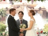 BONES: Brennan (Emily Deschanel, R) and Booth (David Boreanaz, L) are married in the "The Woman in White" episode of BONES airing Monday, Oct. 21 (8:00-9:00 PM ET/PT) on FOX. Also pictured: guest star Mather Zickel (C).  ©2013 Fox Broadcasting Co.  Cr:  Patrick McElhenney/FOX