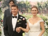BONES:  Brennan (Emily Deschanel, R) and Booth (David Boreanaz, L) at their wedding in the "The Woman in White" episode of BONES airing Monday, Oct. 21 (8:00-9:00 PM ET/PT) on FOX.  Also pictured background L-R: guest star Ty Panitz, guest star Mather Zickel and Michaela Conlin.  ©2013 Fox Broadcasting Co.  Cr:  Patrick McElhenney/FOX