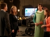 BONES:  Brennan (Emily Deschanel, second from L) and Booth (David Boreanaz, L) question a Broccoli Bill (guest star Jonathan Chase, second from R), a children's tv show character and his wife (guest star Ann Roberts, R) in the "The Carrot in the Kudzu" episode of BONES airing Monday, March 24 (8:00-9:00 PM ET/PT) on FOX.  Â©2014 Fox Broadcasting Co.  Cr:  Patrick McElhenney/FOX