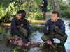 BONES: Cam (Tamara Taylor, L) and Hodgins (TJ Thyne, R) examine cryogenically frozen remains in the "The Cold in the Case" episode of BONES airing Friday, April 14 (8:00-9:00 PM ET/PT) on FOX. Â©2014 Fox Broadcasting Co. Cr: Ray Mickshaw/FOX