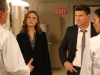 BONES: Brennan (Emily Deschanel, second from L) and Booth (David Boreanaz, second from R) have questions for XXXX (XXXX, L) and XXXX (XXXX, R) in the "The Cold in the Case" episode of BONES airing Friday, April 14 (8:00-9:00 PM ET/PT) on FOX. Â©2014 Fox Broadcasting Co. Cr: Patrick McElhenney/FOX