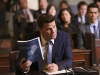 BONES:  Booth (David Boreanaz, C) is questioned by a Senate subcommittee  in the "The Recluse in the Recliner" Season Finale episode of BONES airing Monday, May 19 (8:00-9:00 PM ET/PT) on FOX.  Â©2014 Fox Broadcasting Co.  Cr:  Patrick McElhenney/FOX