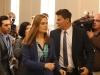 BONES:  Brennan (Emily Deschanel, L) and Booth (David Boreanaz, R) rush out of a Senate hearing in the "The Recluse in the Recliner" Season Finale episode of BONES airing Monday, May 19 (8:00-9:00 PM ET/PT) on FOX.  Â©2014 Fox Broadcasting Co.  Cr:  Patrick McElhenney/FOX