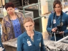 BONES:  Brennan (Emily Deschanel, third from L), AUSA Caroline Julian (guest star Patricia Belcher, second from L) and the Jeffersonian team (L-R:  Tamara Taylor, Michaela Conlin, guest star Eugene Byrd and TJ Thyne) work to get Booth released from jail in the "The Conspiracy in the Corpse" season premiere episode of BONES airing Thursday, Sept. 25 (8:00-9:00 PM ET/PT) on FOX.  Â©2014 Fox Broadcasting Co.  Cr:  Adam Taylor/FOX