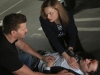 BONES:  Brennan (Emily Deschanel, R) and Booth (David Boreanaz, L) are shocked to see that Sweets (John Francis Daley, C) has been shot in the "The Conspiracy in the Corpse" season premiere episode of BONES airing Thursday, Sept. 25 (8:00-9:00 PM ET/PT) on FOX.  Â©2014 Fox Broadcasting Co.  Cr:  Patrick McElhenney/FOX