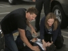 BONES:  Brennan (Emily Deschanel, R) and Booth (David Boreanaz, L) are shocked to see the Sweets (John Francis Daley, C) has been shot in the "The Conspiracy in the Corpse" season premiere episode of BONES airing Thursday, Sept. 25 (8:00-9:00 PM ET/PT) on FOX.  Â©2014 Fox Broadcasting Co.  Cr:  Patrick McElhenney/FOX