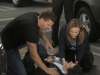 BONES:  Brennan (Emily Deschanel, R) and Booth (David Boreanaz, L) are shocked to see the Sweets (John Francis Daley, C) has been shot in the "The Conspiracy in the Corpse" season premiere episode of BONES airing Thursday, Sept. 25 (8:00-9:00 PM ET/PT) on FOX.  Â©2014 Fox Broadcasting Co.  Cr:  Patrick McElhenney/FOX