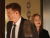 BONES:  Brennan (Emily Deschanel, R) and Booth (David Boreanaz, L) investigate the murder of a controversial conservative radio host in the "The Purging of the Pundit" episode of BONES airing Thursday, Oct. 9 (8:00-9:00 PM ET/PT) on FOX.  Â©2014 Fox Broadcasting Co.  Cr:  Patrick McElhenney/FOX