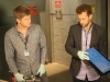 BONES:  Hodgins (TJ Thyne, R) and Jeffersonian intern Wendell Bray (guest star Michael Grant Terry, L) examine a footprint taken from a crime scene in the "The Corpse at the Convention" episode of BONES airing Thursday, Oct. 30 (8:00-9:00 PM ET/PT) on FOX.  Â©2015 Fox Broadcasting Co.  Cr:  Patrick McElhenney/FOX