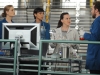 BONES:   L-R:  Brennan (Emily Deschanel), Cam (Tamara Taylor), Jeffersonian Intern Daisy Wick (guest star Carla Gallo) and Hodgins (TJ Thyne), review evidence connected to the murder of a famous crossword puzzle master in the "The Puzzler in the Pit" episode of BONES airing Thursday, Nov. 20 (8:00-9:00 PM ET/PT) on FOX.  ©2014 Fox Broadcasting Co.  Cr:
