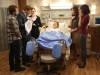 BONES:  L-R:  Hodgins (TJ Thyne), Booth (David Boreanaz), Brennan (Emily Deschanel), Angela (Michaela Conlin) and Cam (Tamara Taylor) celebrate the birth of Daisy's (guest star Carla Gallo, third from R) baby in the "The Puzzler in the Pit" episode of BONES airing Thursday, Nov. 20 (8:00-9:00 PM ET/PT) on FOX.  ©2014 Fox Broadcasting Co.  Cr:  Jordin Althaus/FOX